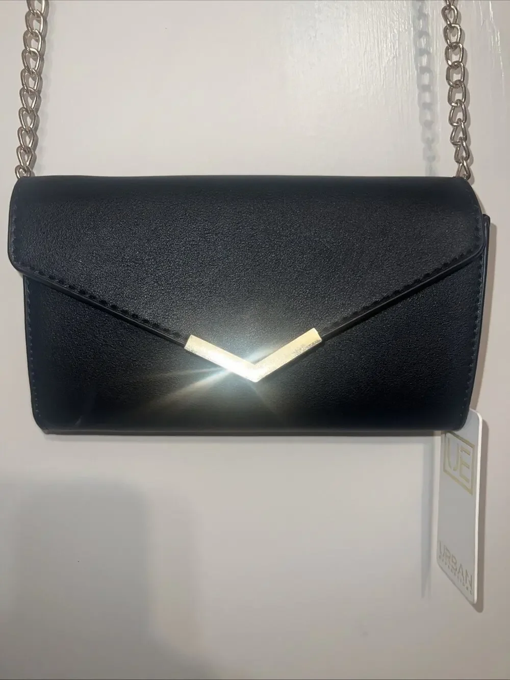 Black Cross-Body Purse Bag w/ Adjustable Gold Chain Strap, UE Urban - NEW! G